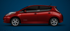 Red Nissan Leaf