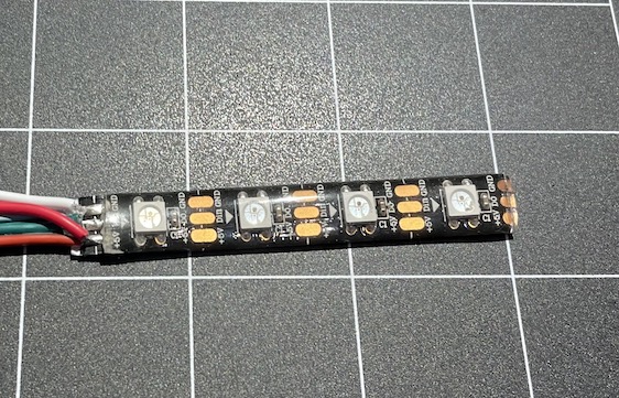 A strip of 4 WS2812B LEDs